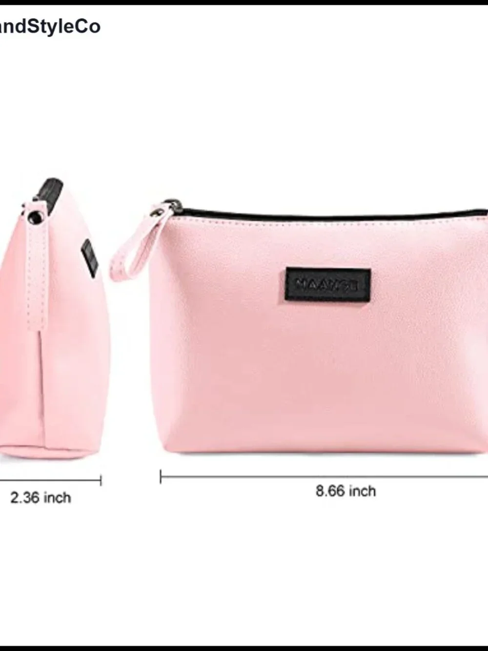 Waterproof PU Leather Small Makeup Bag with Zipper and Handle for Travel and